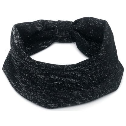 Elastische Haarband met Glitter - Brede Hoofdband 8cm met Strik - Medase
