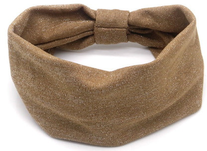 Elastische Haarband met Glitter - Brede Hoofdband 8cm met Strik - Medase