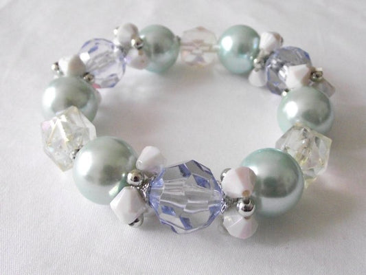 Elastische kralen armband pastelblauw - Medase