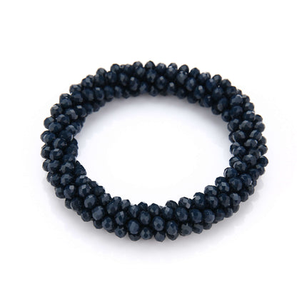 Elastische kralenarmband navy facet geslepen kralen lichtreflecterend elegant