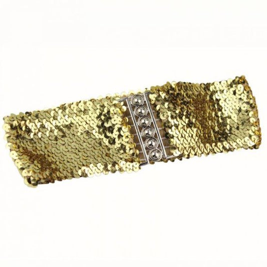 Elastische Pailletten riem - Goud - Medase