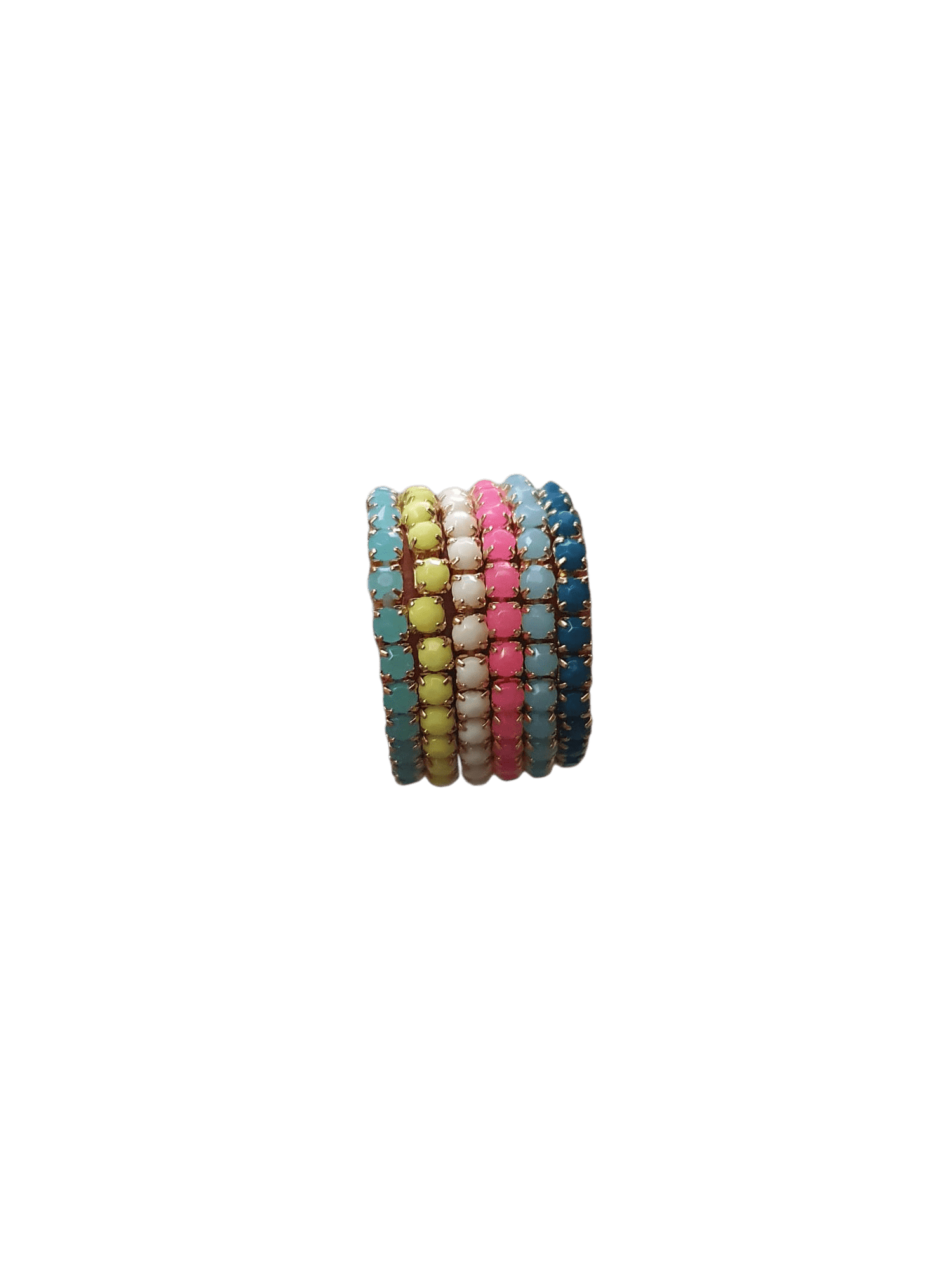 Elastische ring goudkleur met gekleurde steentjes - Div kleuren - Medase