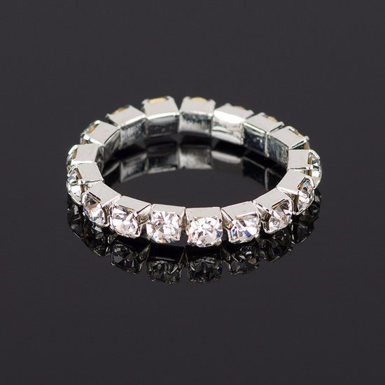 Elastische strass ring - Wit - Medase