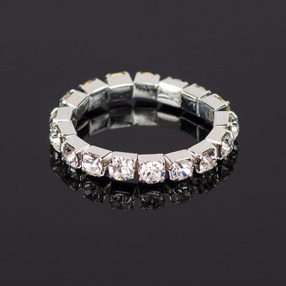 Elastische strass ring - Wit - Medase