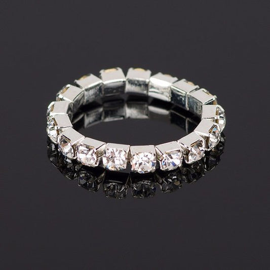 Elastische strass ring - Wit - Medase
