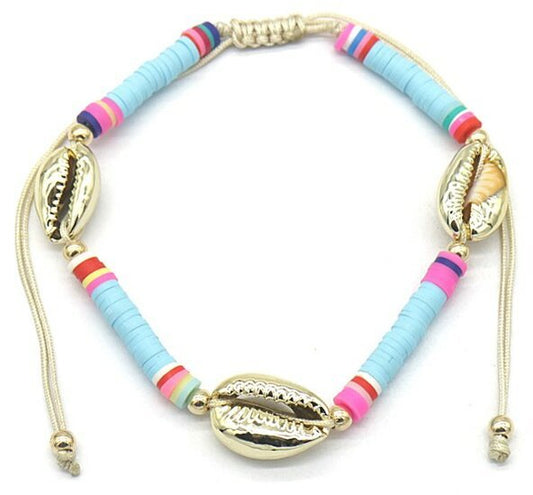 Enkelbandje gouden schelp - Blauw - Medase