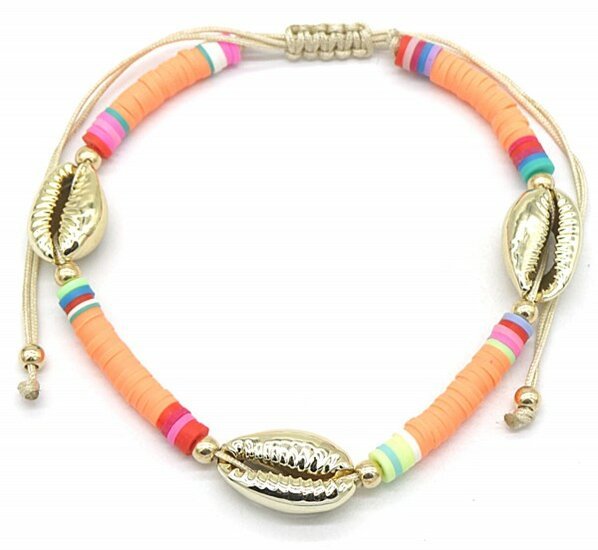 Enkelbandje gouden schelp - Oranje - Medase