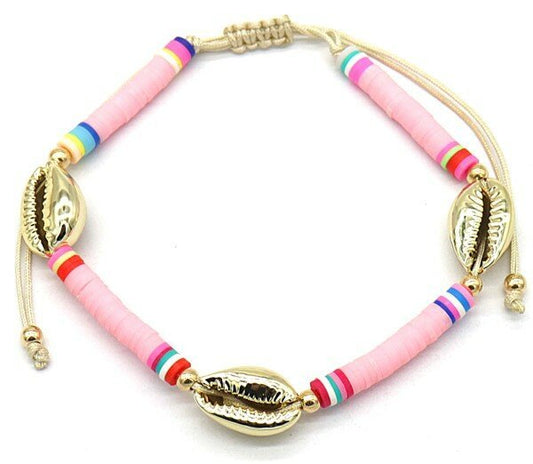 Enkelbandje gouden schelp - Roze - Medase