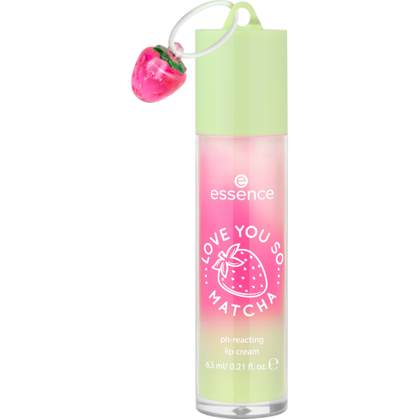 essence LOVE YOU SO MATCHA pH-reagerende lip cream met aardbei hanger 6,5 ml