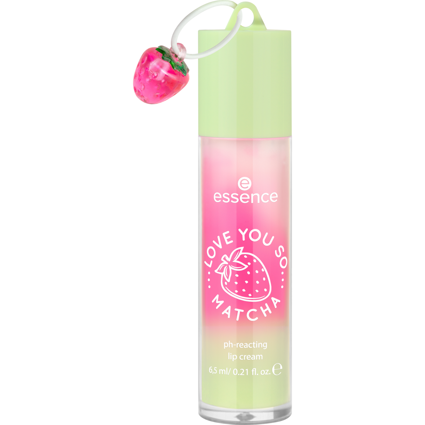 essence LOVE YOU SO MATCHA pH-reagerende lip cream met aardbei hanger 6,5 ml