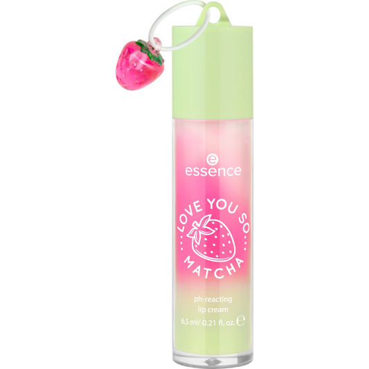 essence LOVE YOU SO MATCHA pH-reagerende lip cream met aardbei hanger 6,5 ml