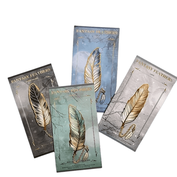 Fantasy Feathers Metalen Boekenlegger Goud - Veer Design 16,5cm - Medase