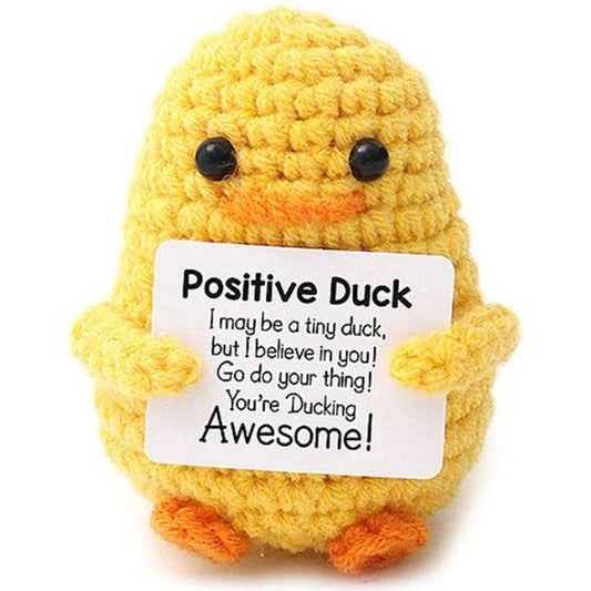 Gehaakte positive duck 7cm geel oranje handgemaakt bordje ducking awesome inspirerend schattig decoratie