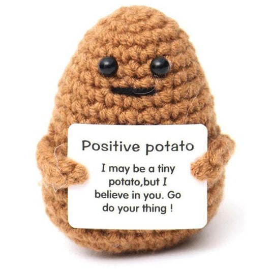 Gehaakte positive potato 8cm bruin handgemaakt bordje i believe in you inspirerend schattig decoratie