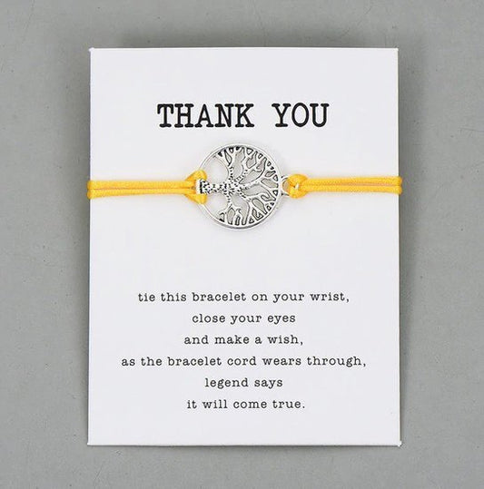 Giftcard met armband thank you - Geel - Medase