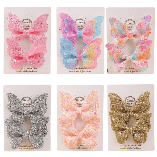Glitter Vlinder Haarspeldjes - Div kleuren - Set van 2 Stuks - Medase