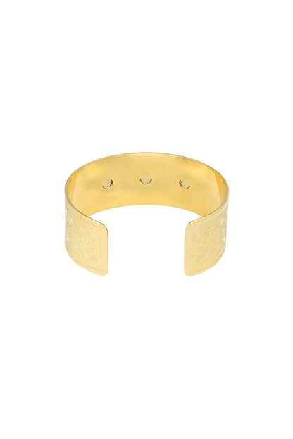 Goudkleurige Armband – Statement Cuff met Roze Steen en Kristallen - Medase
