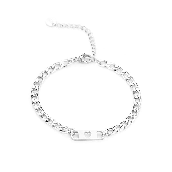 Goudkleurige Schakelarmband met Hartje – Dames Armband RVS - Medase