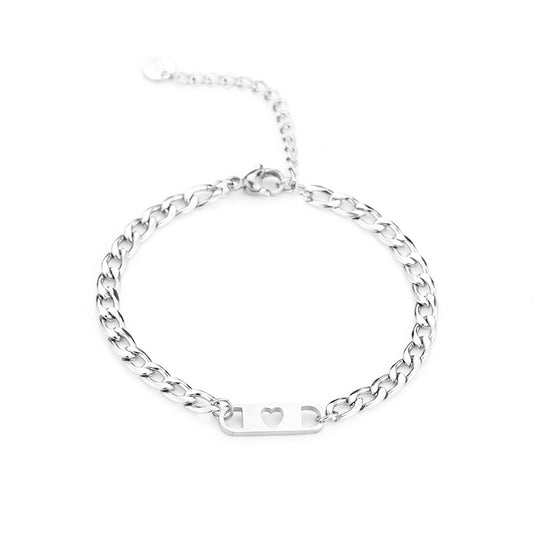 Goudkleurige Schakelarmband met Hartje – Dames Armband RVS - Medase