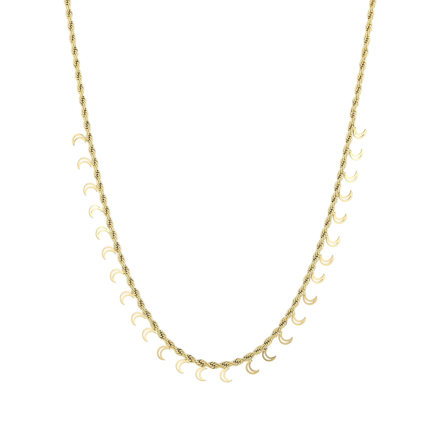 Goudkleurige stainless steel ketting met maanbedels - Medase