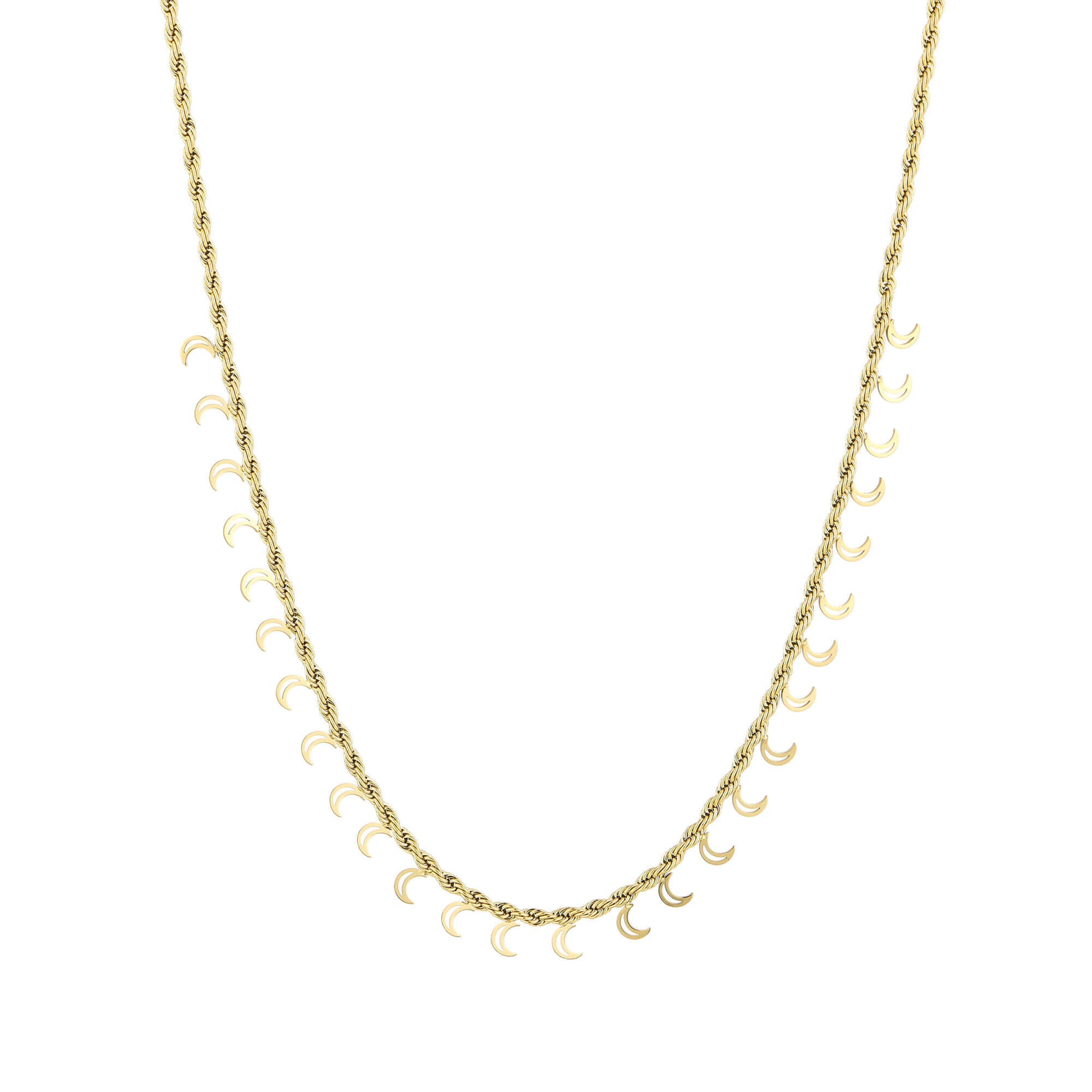 Goudkleurige stainless steel ketting met maanbedels - Medase