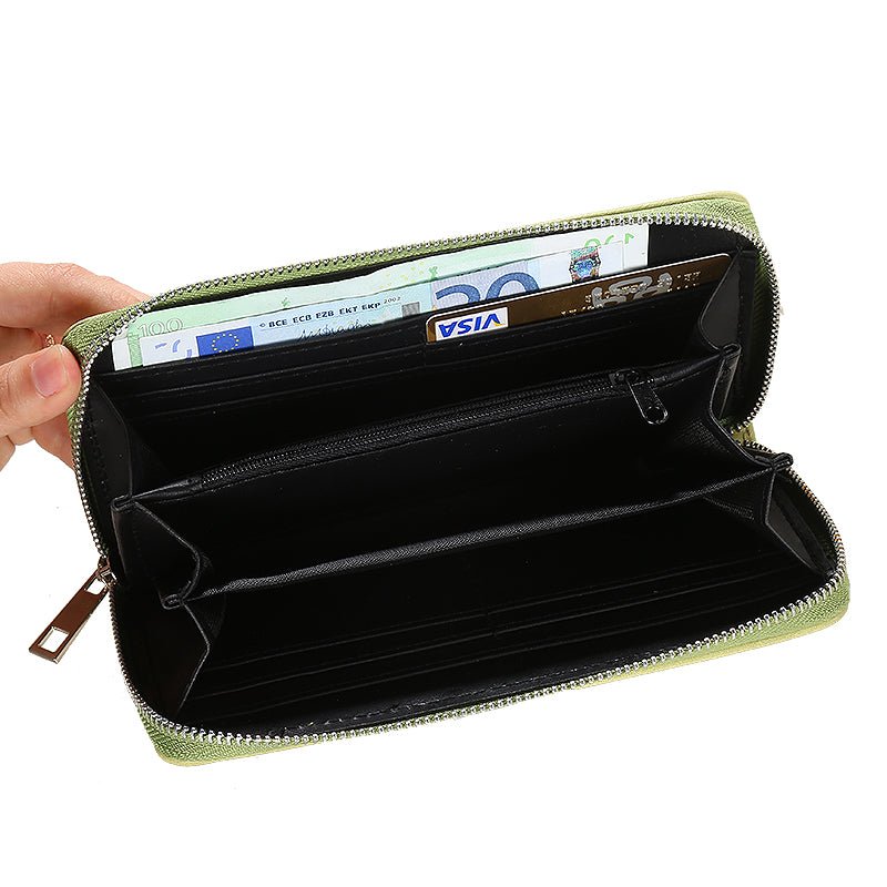 Groene Portemonnee met Sterren – PU Leer – Rits – 19x10 cm - Medase