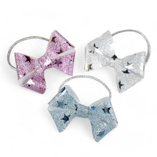 Haar elastieken glitter met strik - Div kleuren - Medase