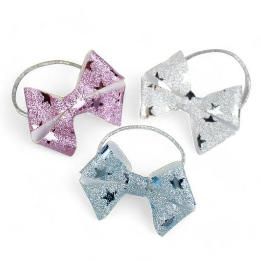 Haar elastieken glitter met strik - Div kleuren - Medase