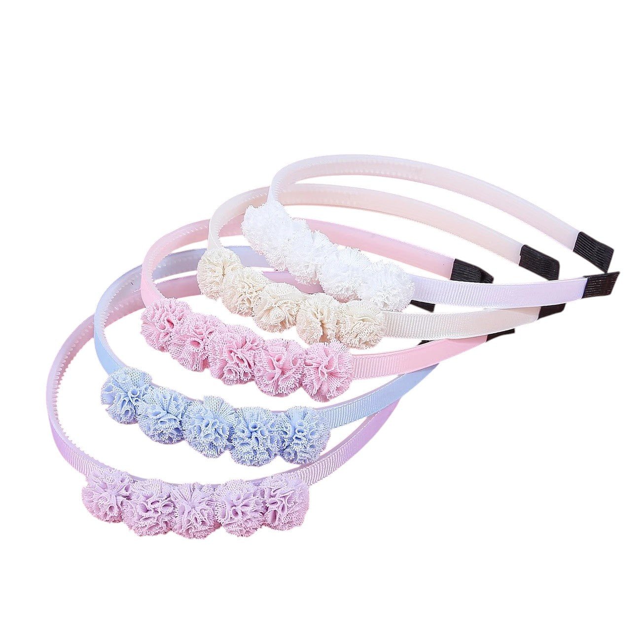 Haarband met bloemenpompoms – diverse kleuren - Medase
