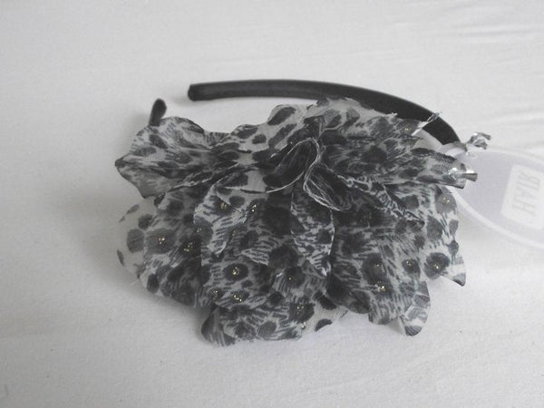 Haarband met dierenprint bloem (grijs,zwart) - Medase