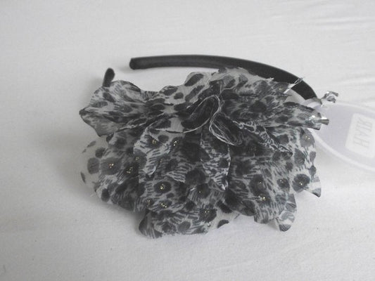 Haarband met dierenprint bloem (grijs,zwart) - Medase