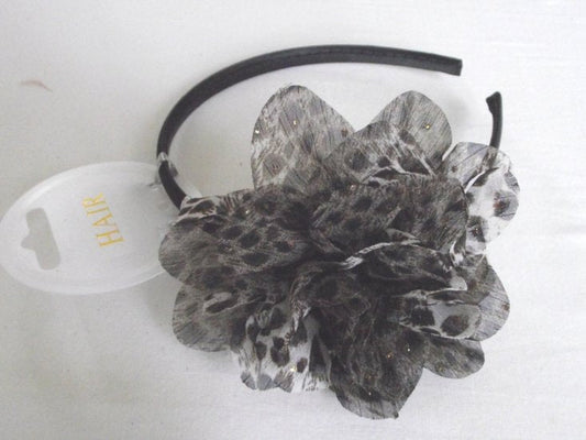 Haarband met dierenprint bloem - Zwart/Bruin - Medase