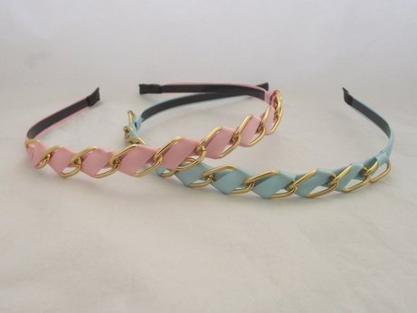 Haarband met goudkleurige schakels - Blauw - Medase