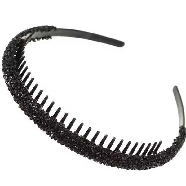 Haarband strass - Zwart , grijs of zilver - Medase