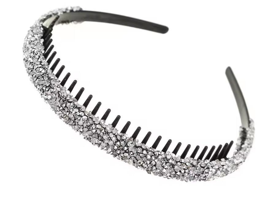 Haarband strass - Zwart , grijs of zilver - Medase