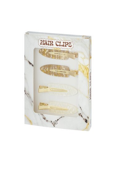 Haarclips set cadeau doosje - marmer - beige - Medase