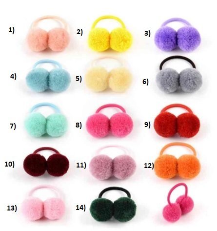 Haarelastiek dubbele pompom - Div kleuren - Medase