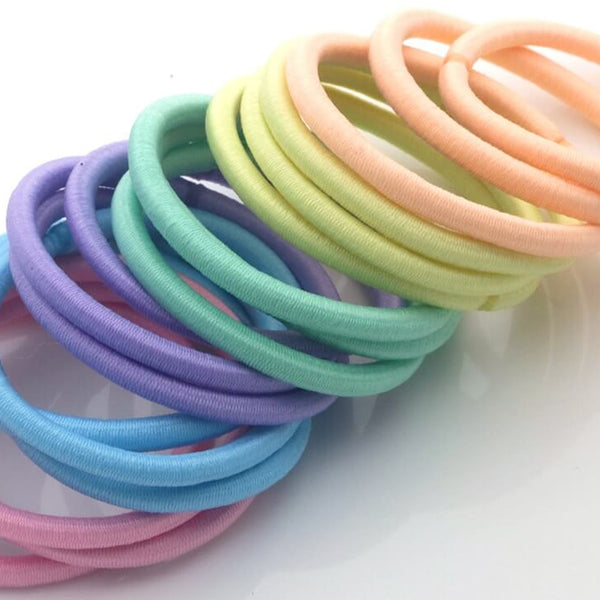 Haarelastieken set 18 stuks pastel lila blauw mint roze geel zacht geen haarbreuk