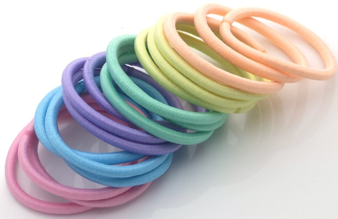 Haarelastieken set 18 stuks pastel lila blauw mint roze geel zacht geen haarbreuk