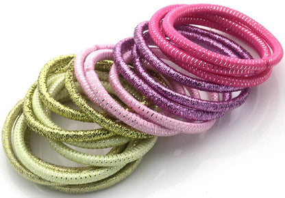 Haarelastieken set 18 stuks bright roze goud glitter kleuren zacht geen haarbreuk