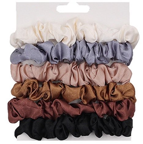 Haarelastieken set 6 stuks - bruin/creme/zwart - Medase