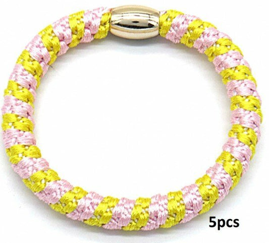 Haarelastieken set/5 - Roze/Geel - Medase