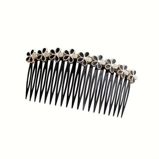 Haarkam black flowers - Medase