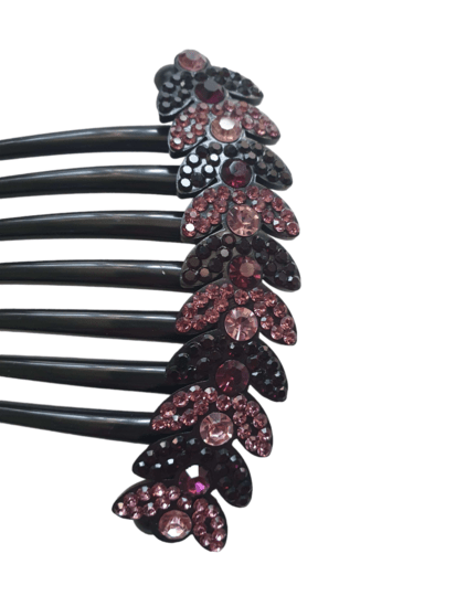 Haarkam black strass - Zwart/roze - Medase