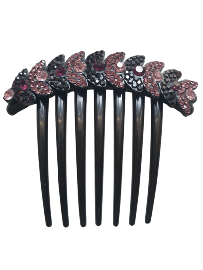 Haarkam black strass - Zwart/roze - Medase