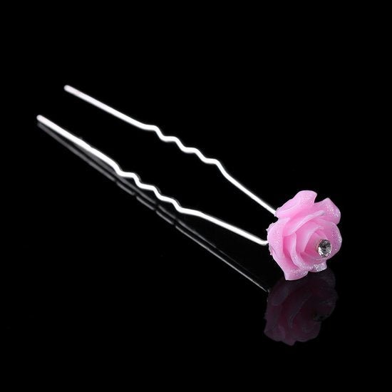 Haarpin acryl roosje roze - Medase