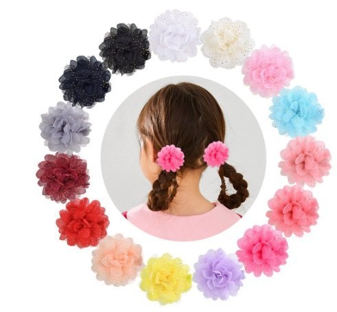 Haarspeldje glitter bloem - Diverse kleuren - Medase