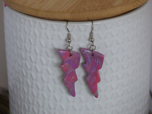 Handmade bliksem oorbellen - Pink Party mix - Medase