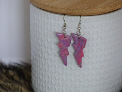 Handmade bliksem oorbellen - Pink Party mix - Medase