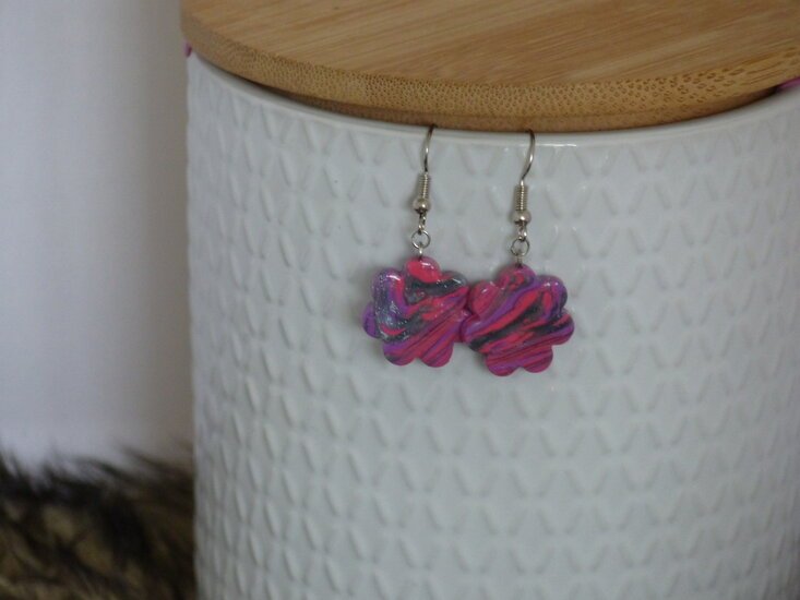 Handmade bloemen oorbellen - Pink Party mix - Medase